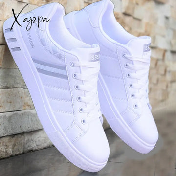 Xajzpa - Men’s Casual Shoes Lightweight Breathable Men Flat Lace-Up Sneakers White Business